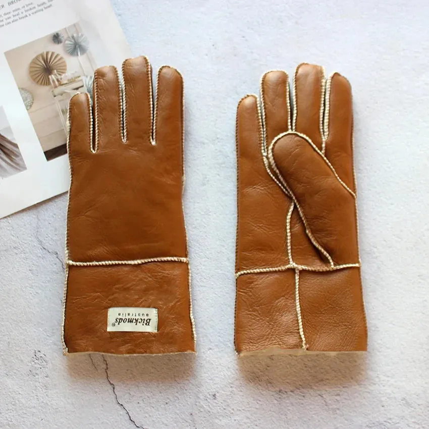 Sheepskin Shearling Wool Fur Gloves 