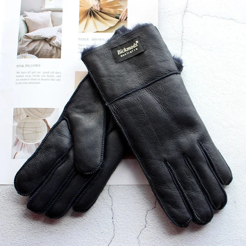 Sheepskin Shearling Wool Fur Gloves 