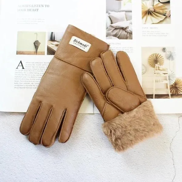 Sheepskin Shearling Wool Fur Gloves 