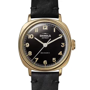 Shinola 39mm The Mechanic Watch Black Dial & Gold Case S0120273242