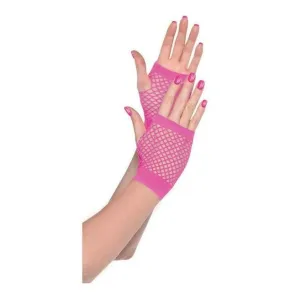 Short Fishnet Gloves Pink