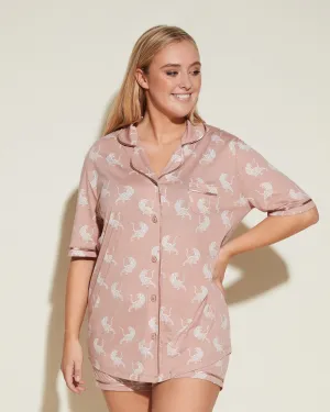 Short Sleeve Top & Boxer Pajama Set