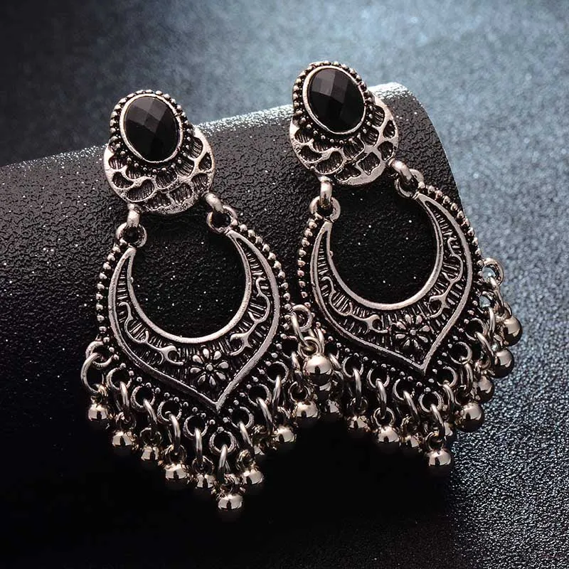 SHUANGR Fashion Hot Gold-color Metal Tassel Dangle Earrings Oversize Pendientes Long Earrings For Women Ethnic Indian Jewelry