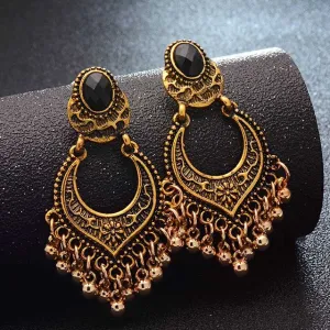 SHUANGR Fashion Hot Gold-color Metal Tassel Dangle Earrings Oversize Pendientes Long Earrings For Women Ethnic Indian Jewelry