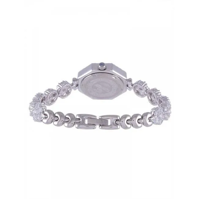 Silver Octagon White MOP Dial Watch  For Women with Crystals - Heloisa 76120126