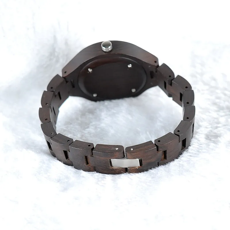 Simple Women's Snowflake Design Wooden Watches in Wooden Gift Box