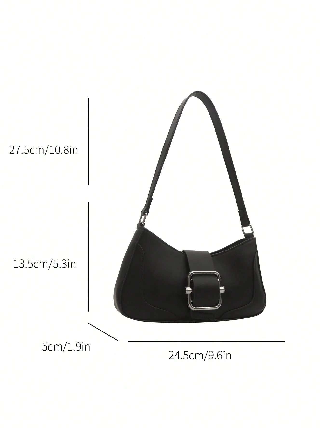 Solid Color Retro Armpit Shoulder Bag - Black