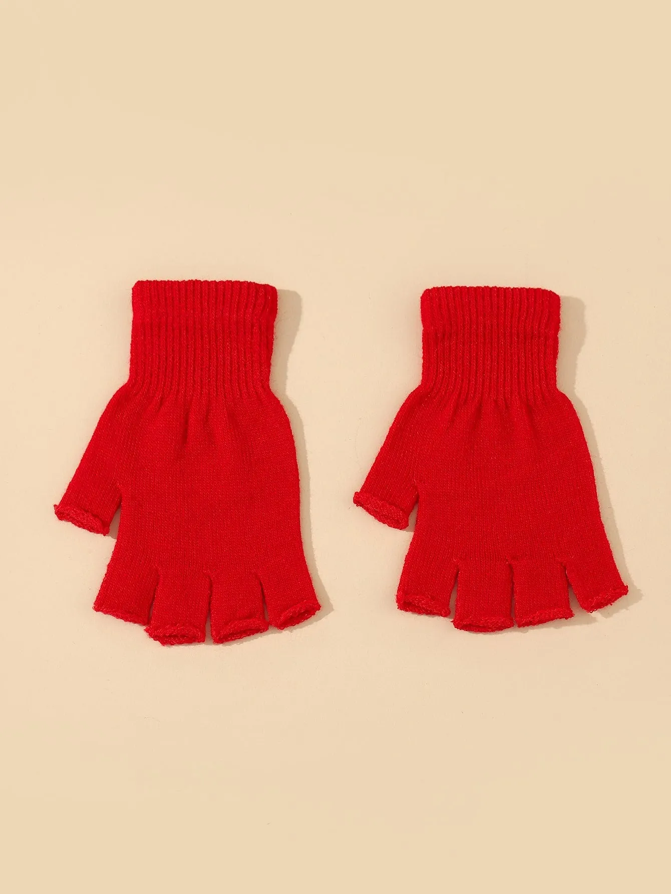 Solid Fingerless Gloves - Red - FD ⚡