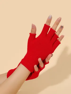 Solid Fingerless Gloves - Red - FD ⚡