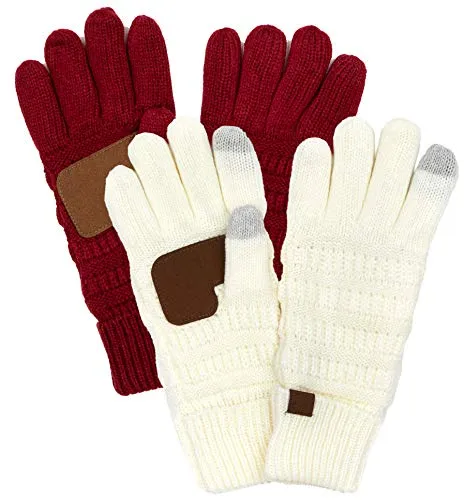 Solid Knit Fleece Lined Gloves by Funky Junque