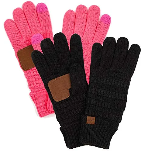 Solid Knit Fleece Lined Gloves by Funky Junque