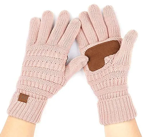 Solid Knit Fleece Lined Gloves by Funky Junque