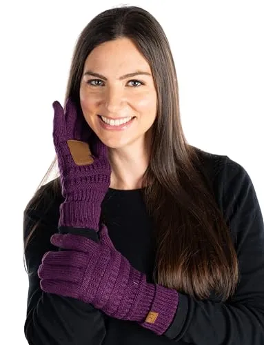 Solid Knit Fleece Lined Gloves by Funky Junque