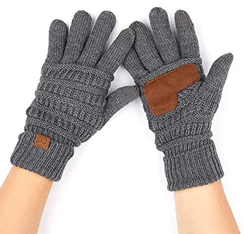 Solid Knit Fleece Lined Gloves by Funky Junque