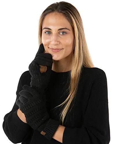 Solid Knit Fleece Lined Gloves by Funky Junque