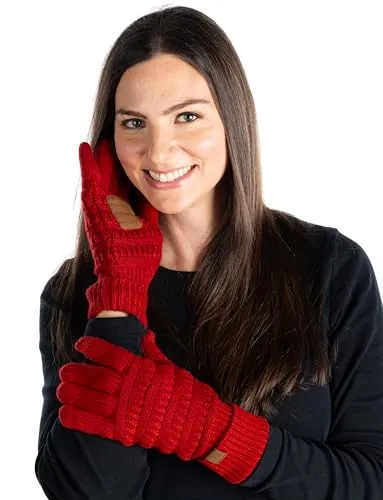 Solid Knit Fleece Lined Gloves by Funky Junque