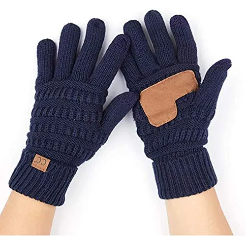 Solid Knit Fleece Lined Gloves by Funky Junque