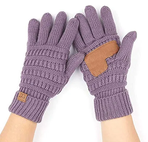 Solid Knit Fleece Lined Gloves by Funky Junque