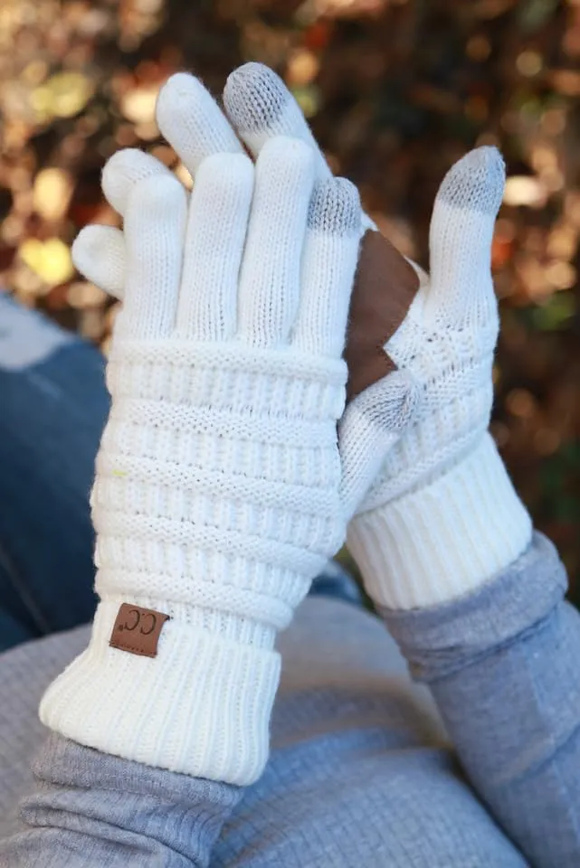 Solid Knit Fleece Lined Gloves by Funky Junque
