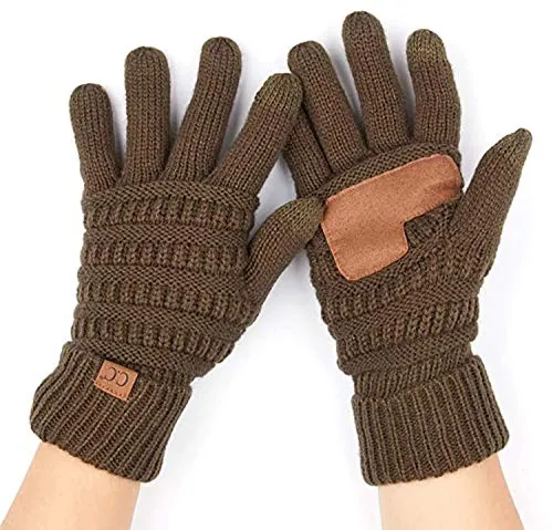 Solid Knit Fleece Lined Gloves by Funky Junque