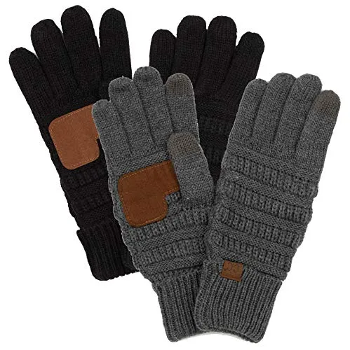 Solid Knit Fleece Lined Gloves by Funky Junque