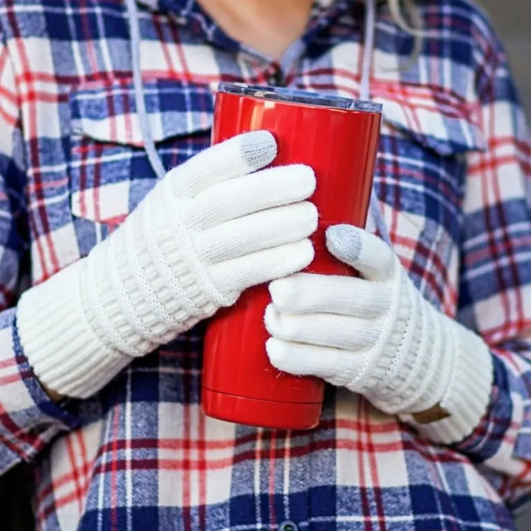 Solid Knit Fleece Lined Gloves by Funky Junque