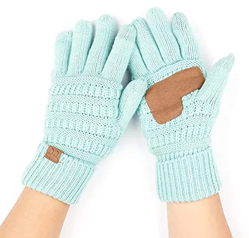 Solid Knit Fleece Lined Gloves by Funky Junque