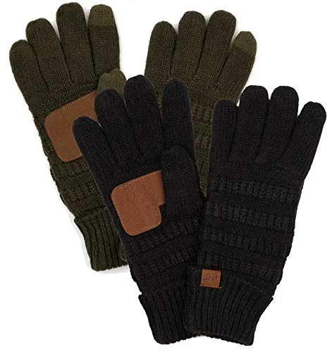 Solid Knit Fleece Lined Gloves by Funky Junque
