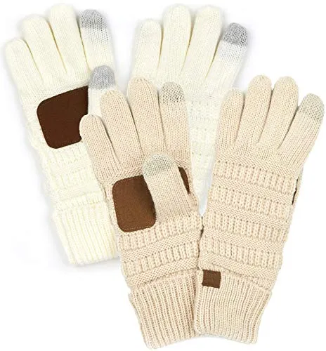 Solid Knit Fleece Lined Gloves by Funky Junque