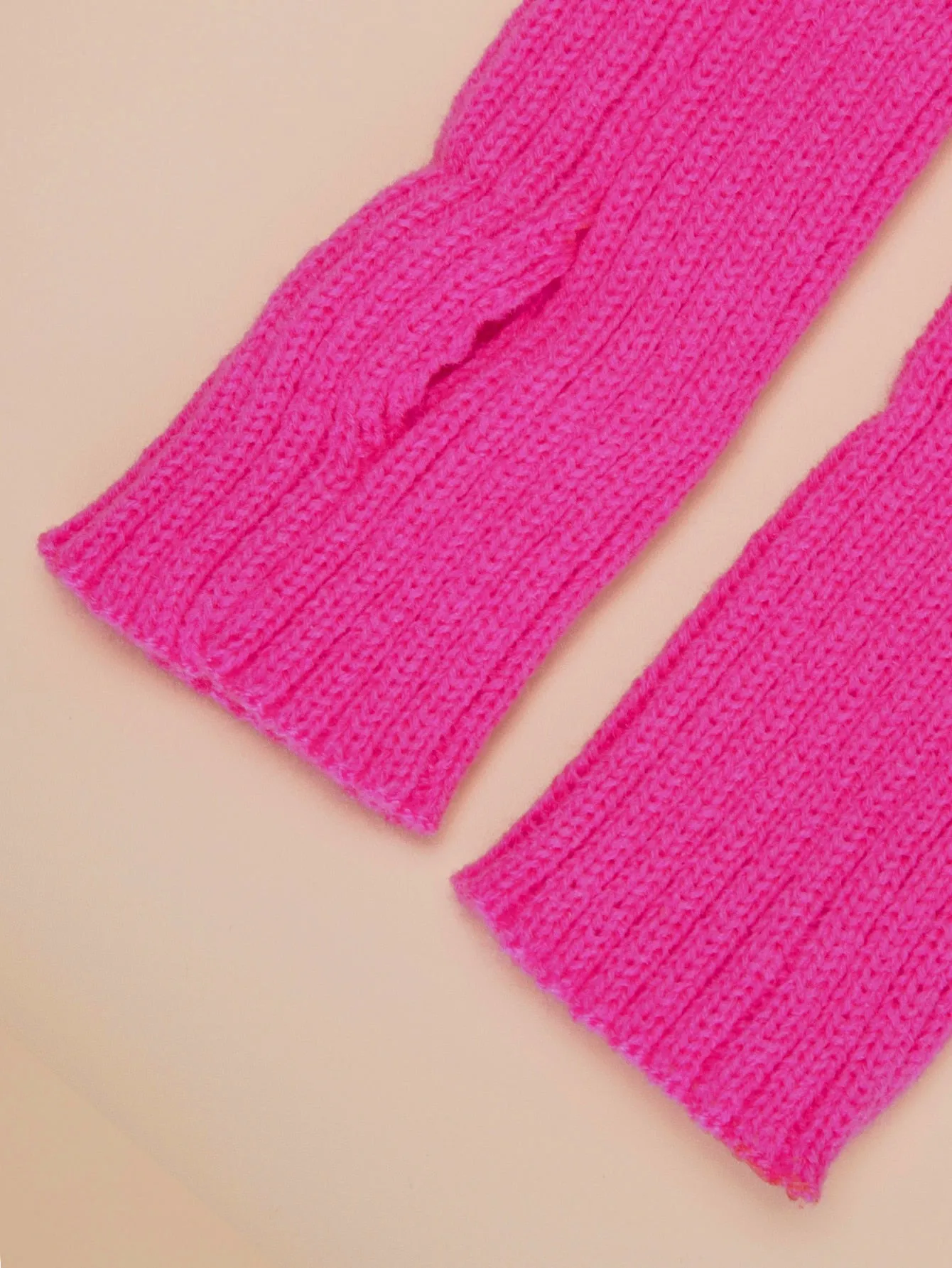 Solid Long Fingerless Gloves - Hot Pink- FD ⚡