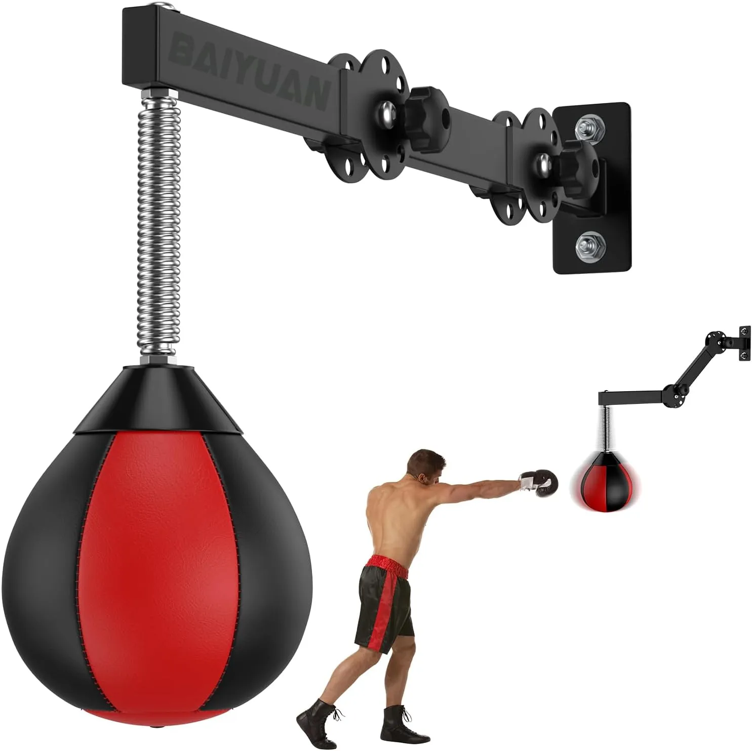 Speed Bag Boxing Punching Bag, Wall Mount Height Adjustable & Fold Speed Bags for Boxing
