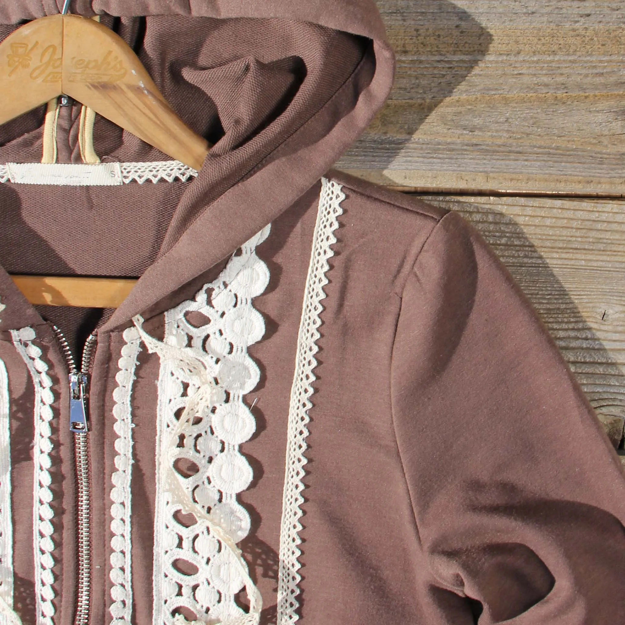 Spool Gym Lace Hoodie in Brown