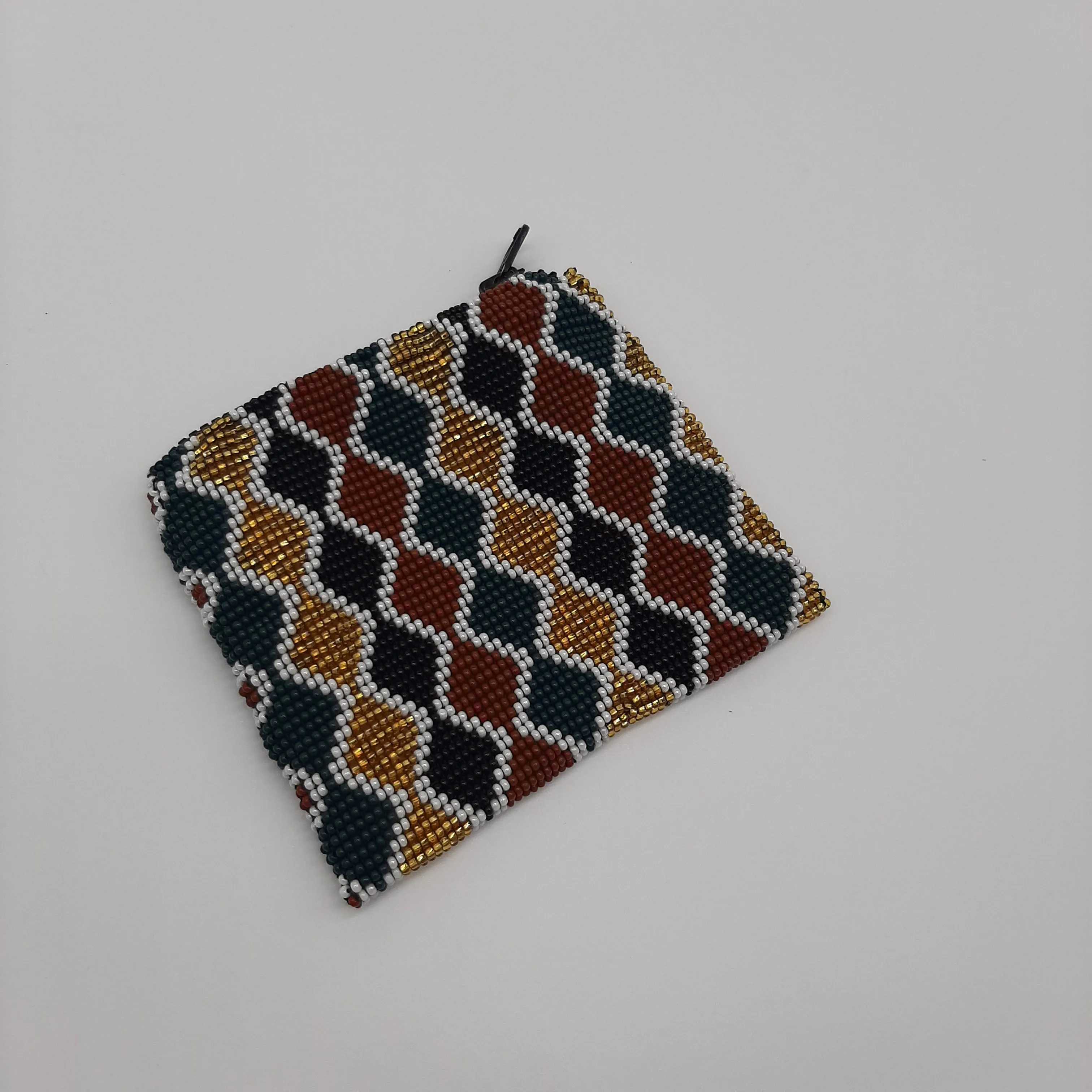 Square Glass Bead Coin Purse - MULTI WAVES