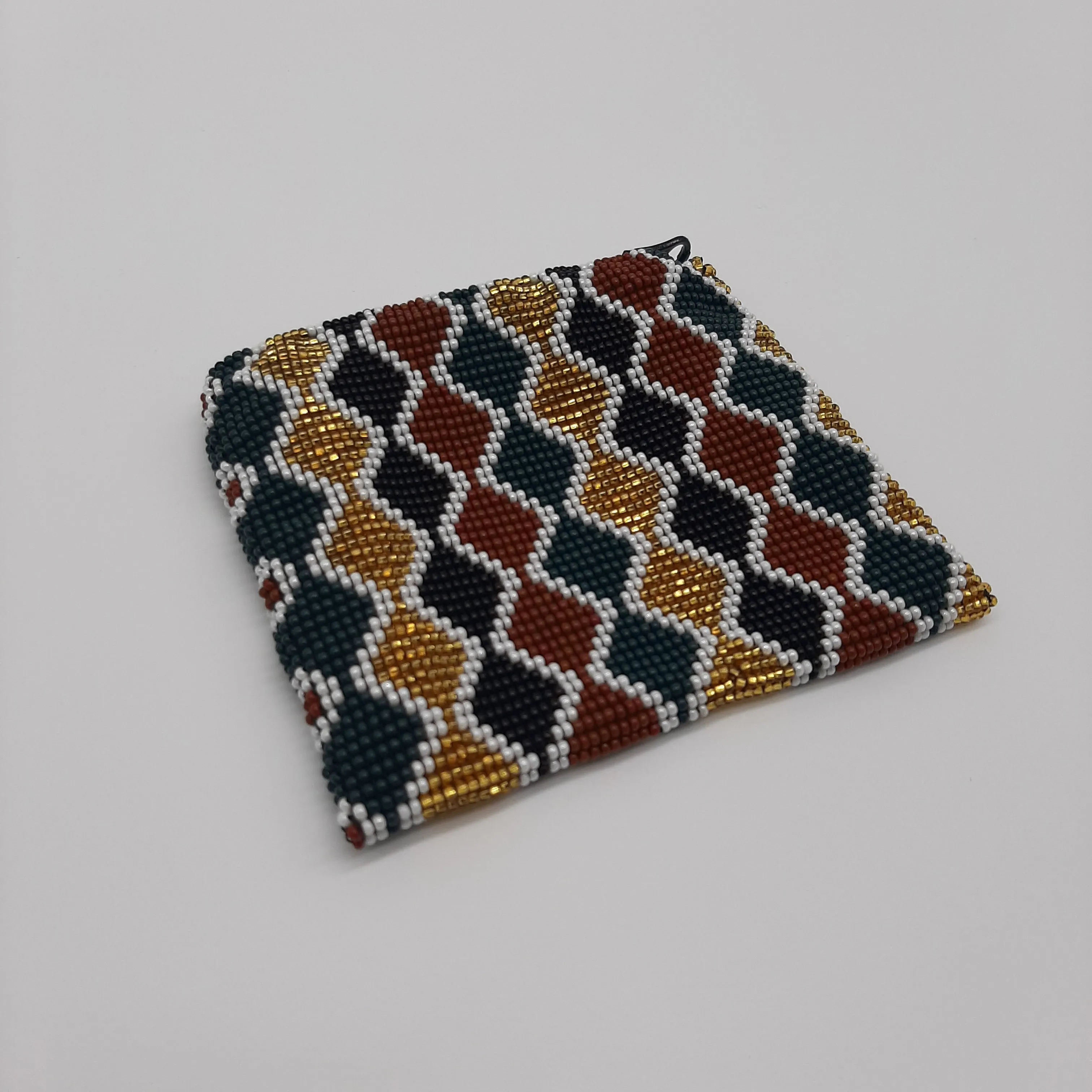 Square Glass Bead Coin Purse - MULTI WAVES