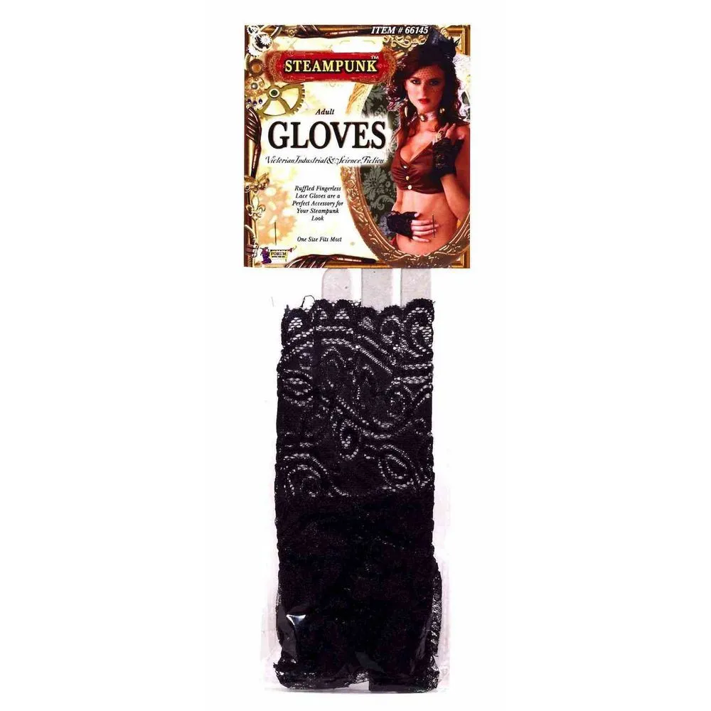 Steampunk Fingerless Lace Glove- Black