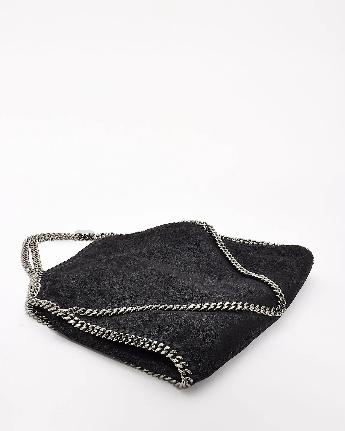 Stella McCartney Black Vegan Leather Falabella Fold Over Shoulder Bag