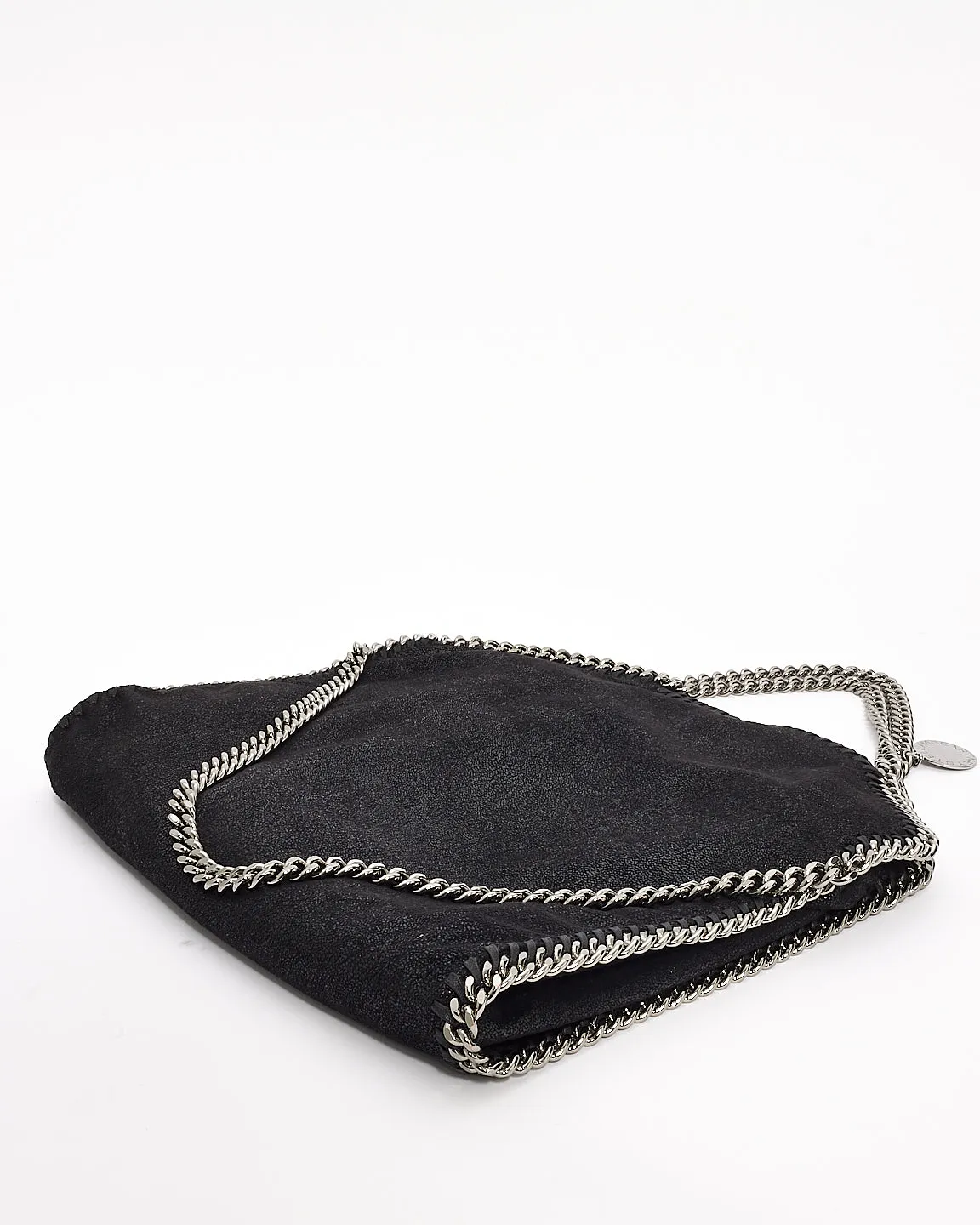 Stella McCartney Black Vegan Leather Falabella Fold Over Shoulder Bag