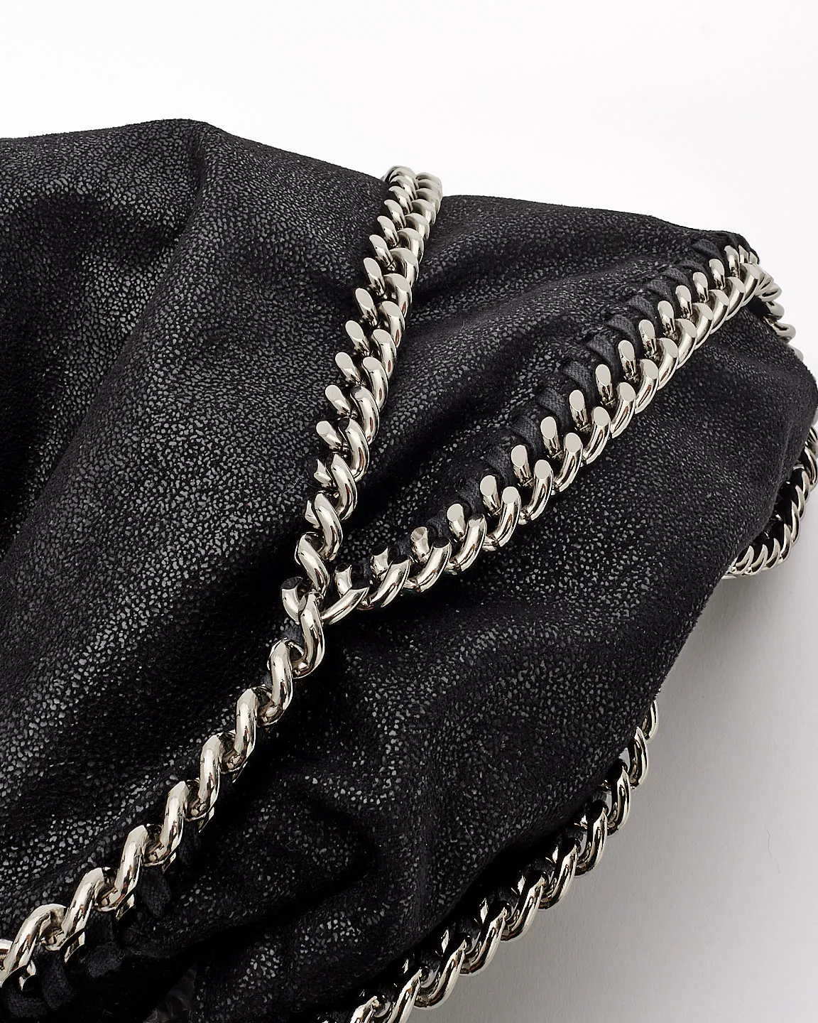 Stella McCartney Black Vegan Leather Falabella Fold Over Shoulder Bag