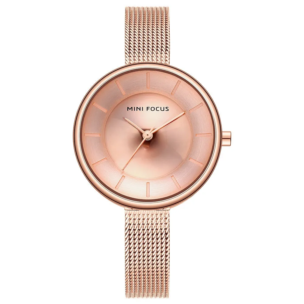 Stylish simple dial steel Milan strap women's watch