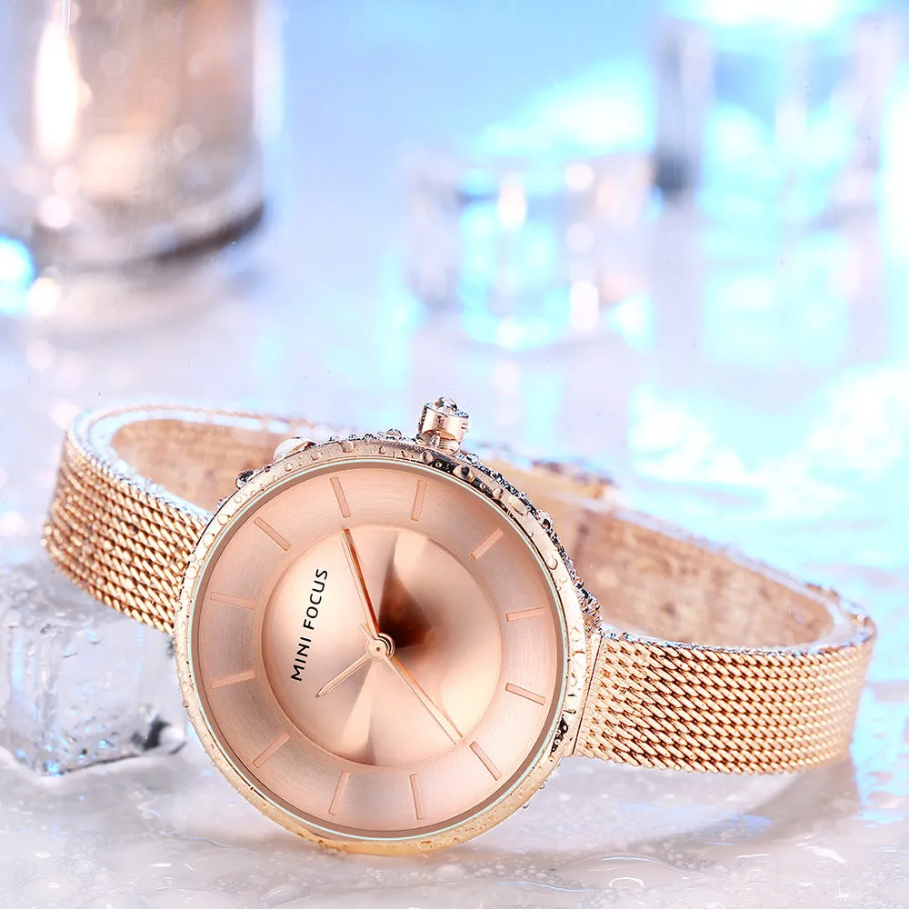 Stylish simple dial steel Milan strap women's watch