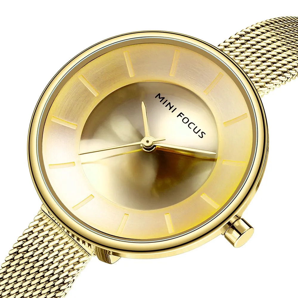 Stylish simple dial steel Milan strap women's watch