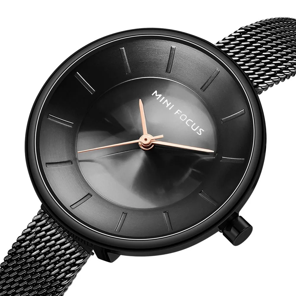 Stylish simple dial steel Milan strap women's watch