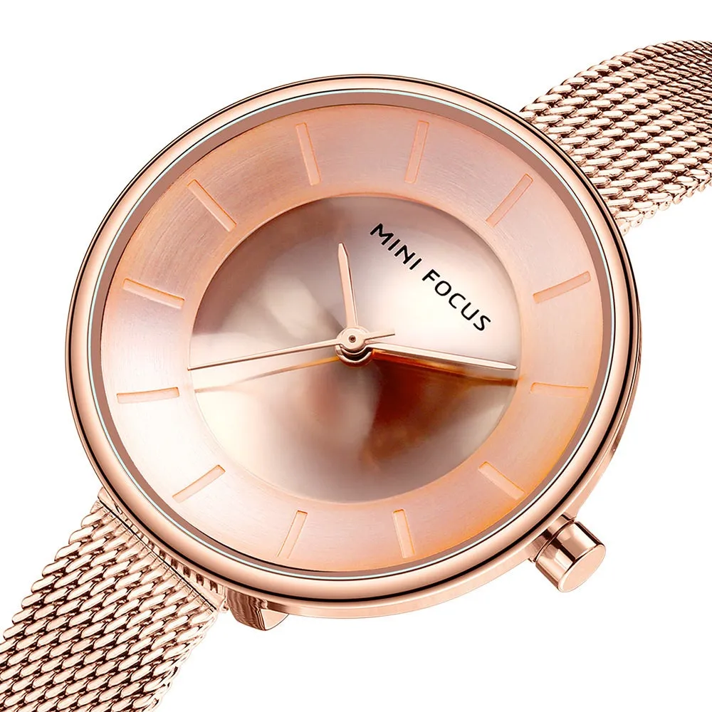 Stylish simple dial steel Milan strap women's watch