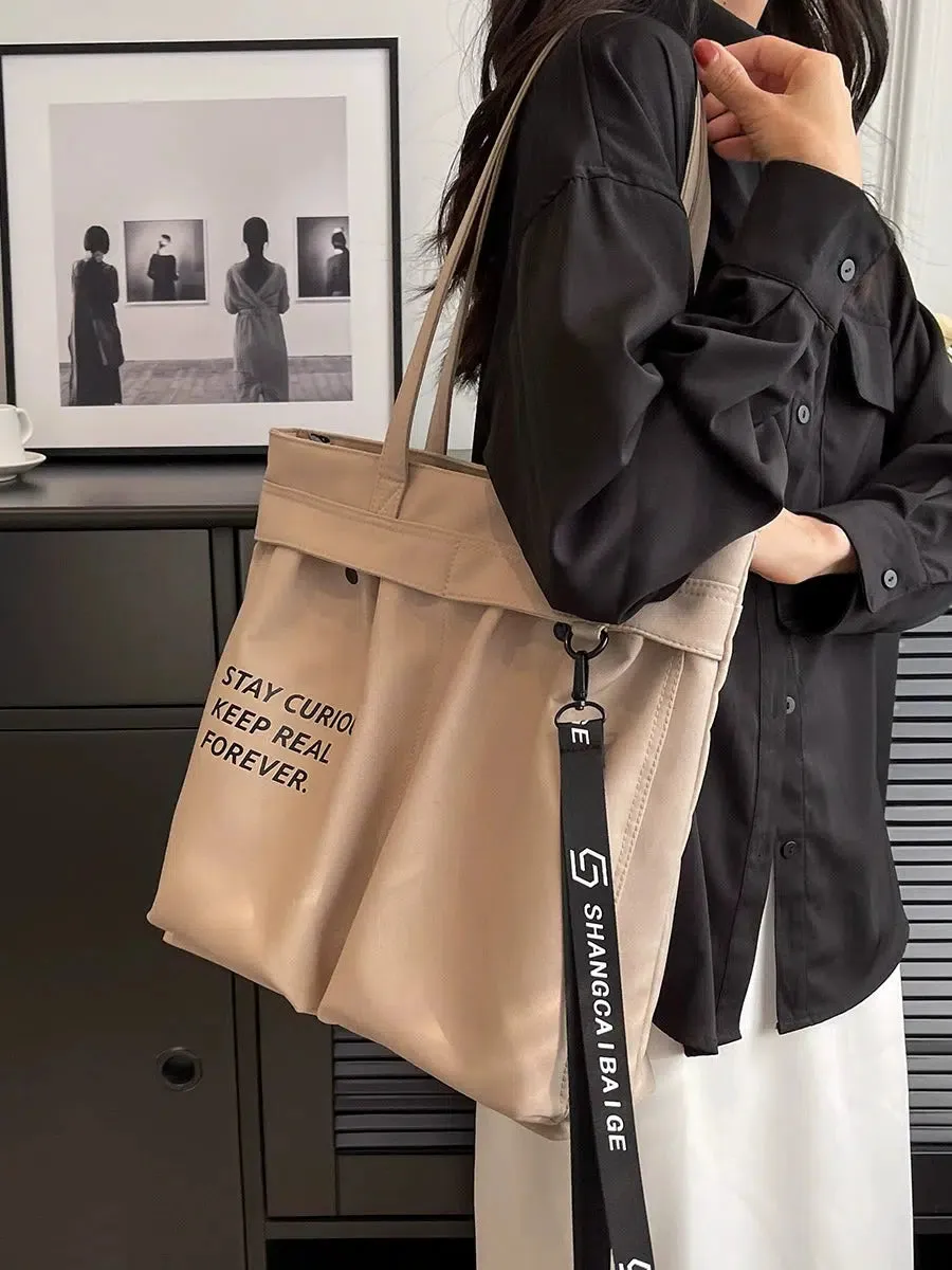 Stylish Slogan Tote Bag