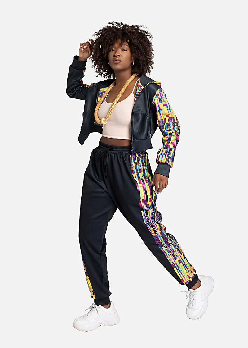 Taisha African Print Crop Top Athleisure  Zipper Hoodie