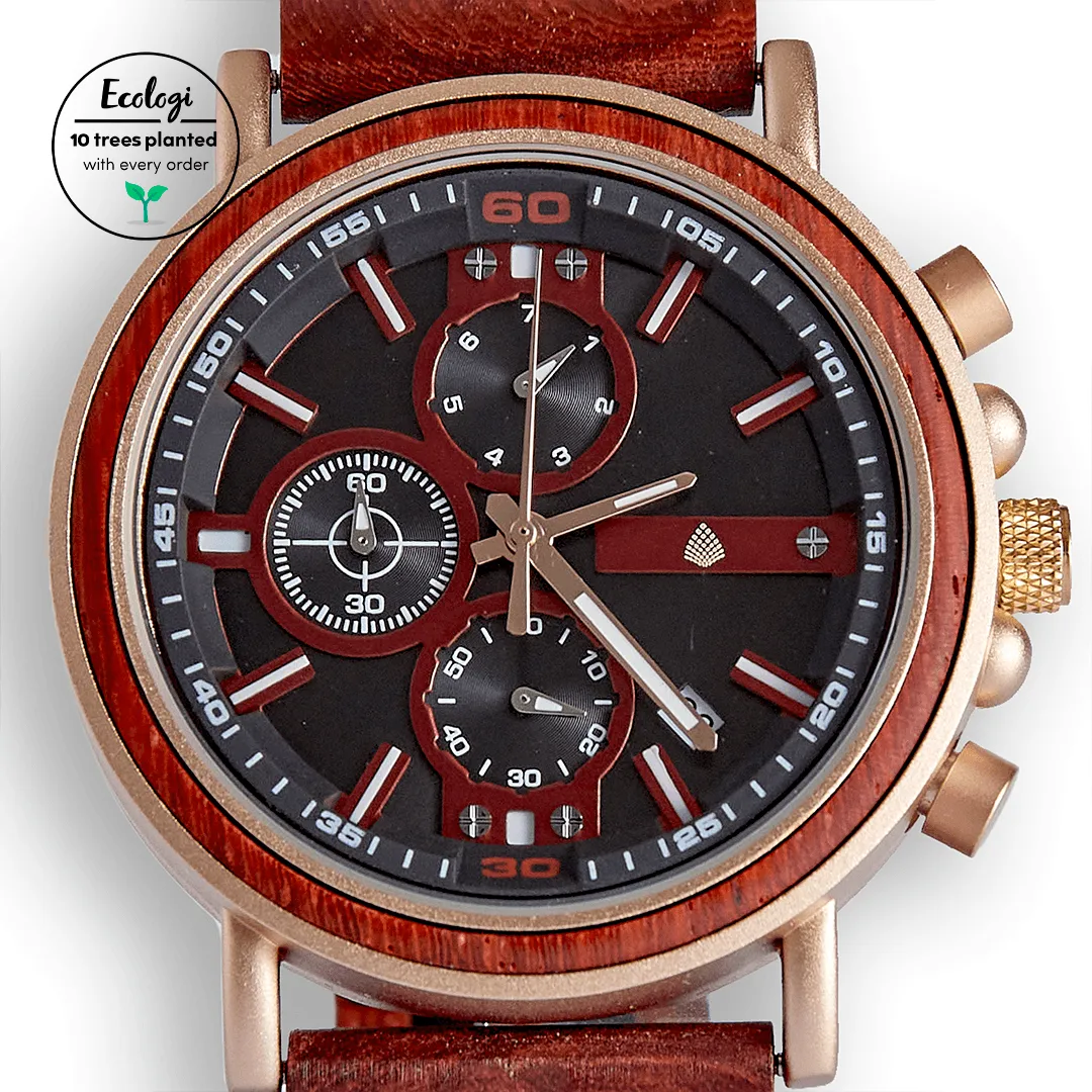 The Redwood Men's Vegan Wooden Watch | Red