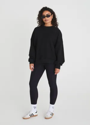 THE ULTIMATE CREWNECK SWEATSHIRT - APPLIQUÈ LOGO - BLACK