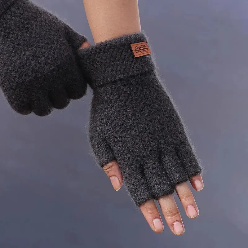 Thermal Alpaca Fingerless Gloves for Men