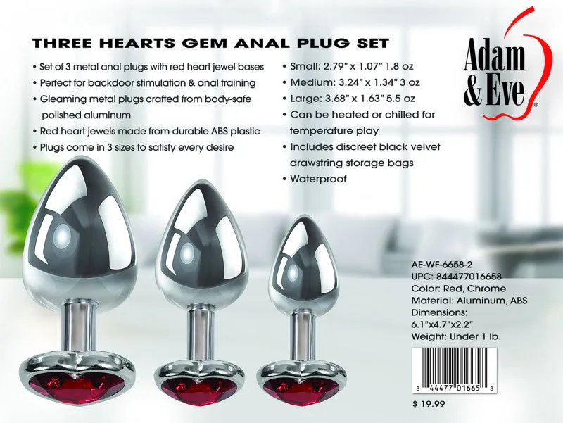 Three Hearts Gem Anal Plug Set