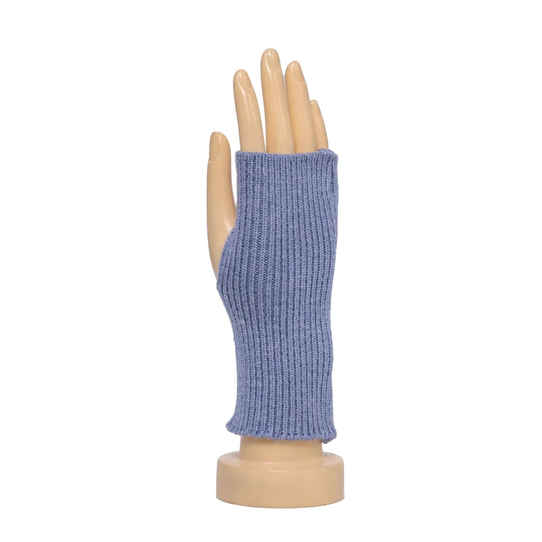THSG1123: Dusty Blue: Ribbed Fingerless Gloves